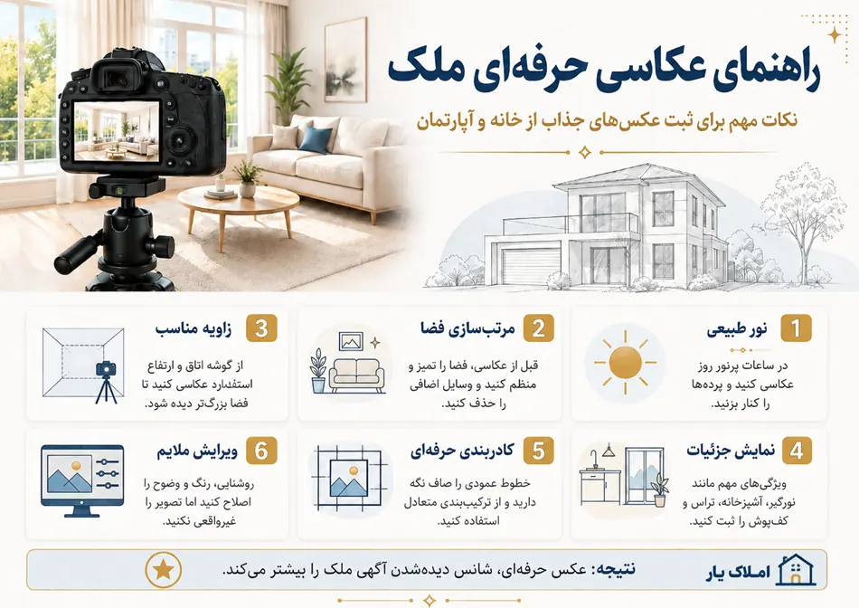 آمادهسازی و مرتبکردن فضای ملک پیش از عکاسی